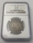 ⭐️ 1861 Liberty Seated Half Dollar 50C NGC AU50 US Coin WOW!!! 🤩