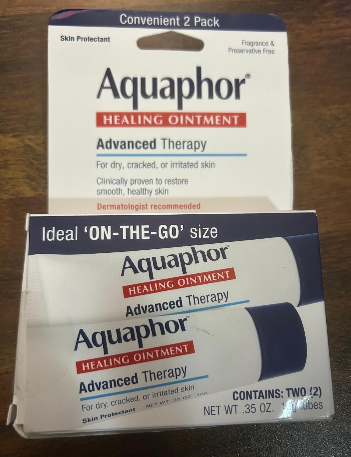 Aquaphor Healing Ointment Advanced Therapy On the Go Pack of 2 Mini 0.35 oz Tube