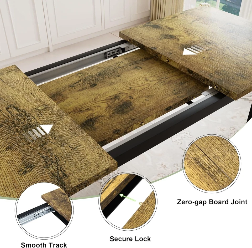 7-Piece Dining Table Set with 6 Stools Large Extendable Kitchen Table Set - Image 3 of 4