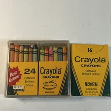 Vintage 16 & 24 (2) Crayola Crayons by Binney & Smith - Made in USA plastic Case