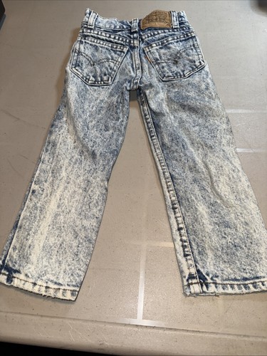 Vintage 90s Little Levis Size 4 Slim Kids Acid Washed Denim Jeans Orange Tab USA - Picture 6 of 9