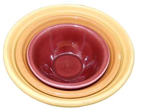 BAUER Los Angeles Ringware 3 Nesting Mixing Bowls USA Vintage Pottery set of 3