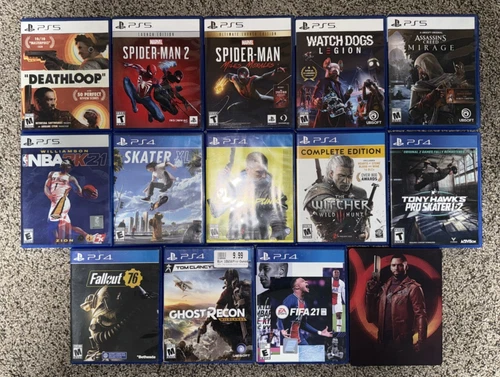 PS5 & PS4 Game Bundle – Spider-Man 2, Miles Morales, AC Mirage, Witcher 3 + 9