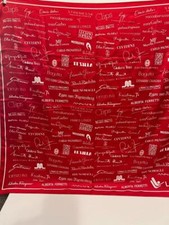 Italian Designer Signatures Red Polyester Scarf Vintage Excellent Condition