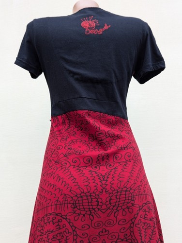 Desigual Womens Sz M medium red/black paysley v-neck dress with embroidery logo - Picture 8 of 21