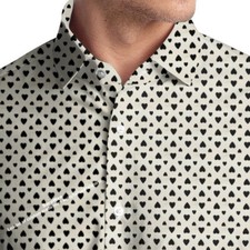 Black Heart Casual Floral Men Dress Shirts Long Sleeve Tailored Mens Dress Shirt
