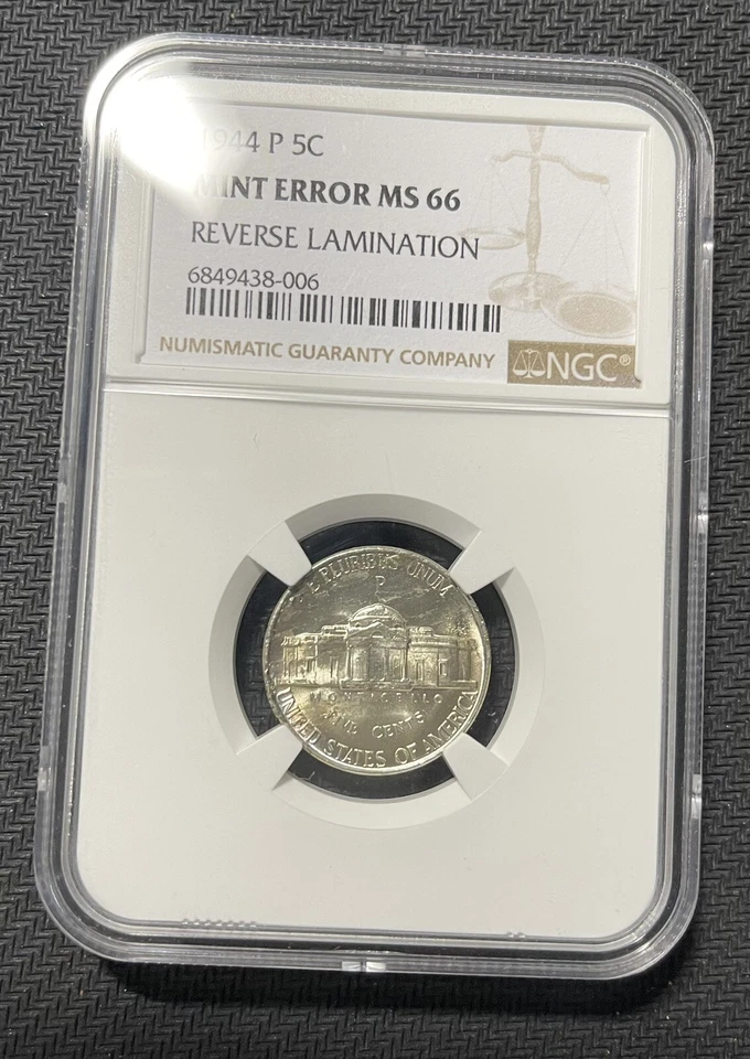 ERROR LAMINATION & MS66! 1944 D 5C Jefferson Nickel NGC Mint State MS 66 - Image 3 of 4