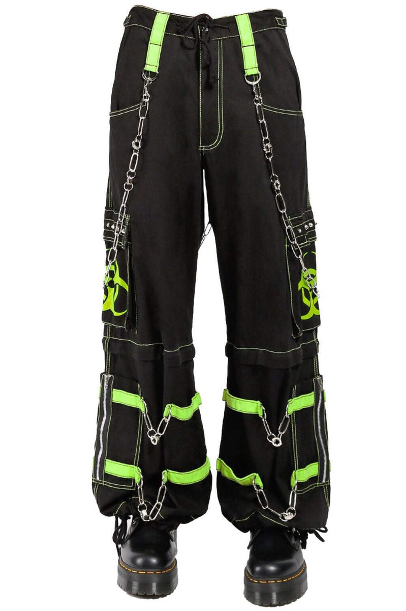 パンツ Tripp Nyc Biohazard Zip Off Pants 2way Tripp NYC Biohazard Zip Off Pants [Black/Lime] - Goth