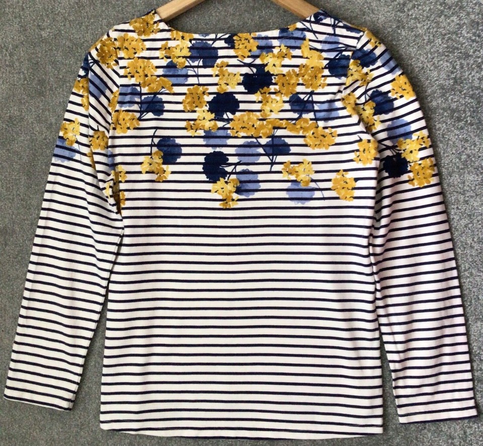 Ladies Joules 100 cotton size 8 floral striped long sleeve Top/T shirt