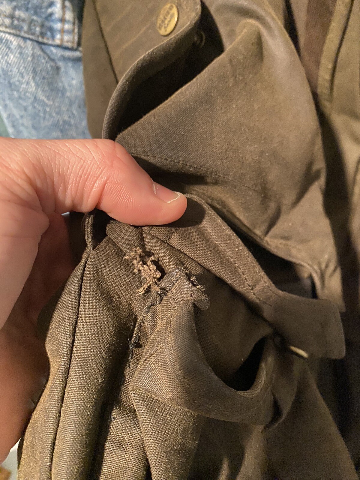 Eddie Bauer Waxed Jacket Mens Large Green Hunting Fishing barbour-style