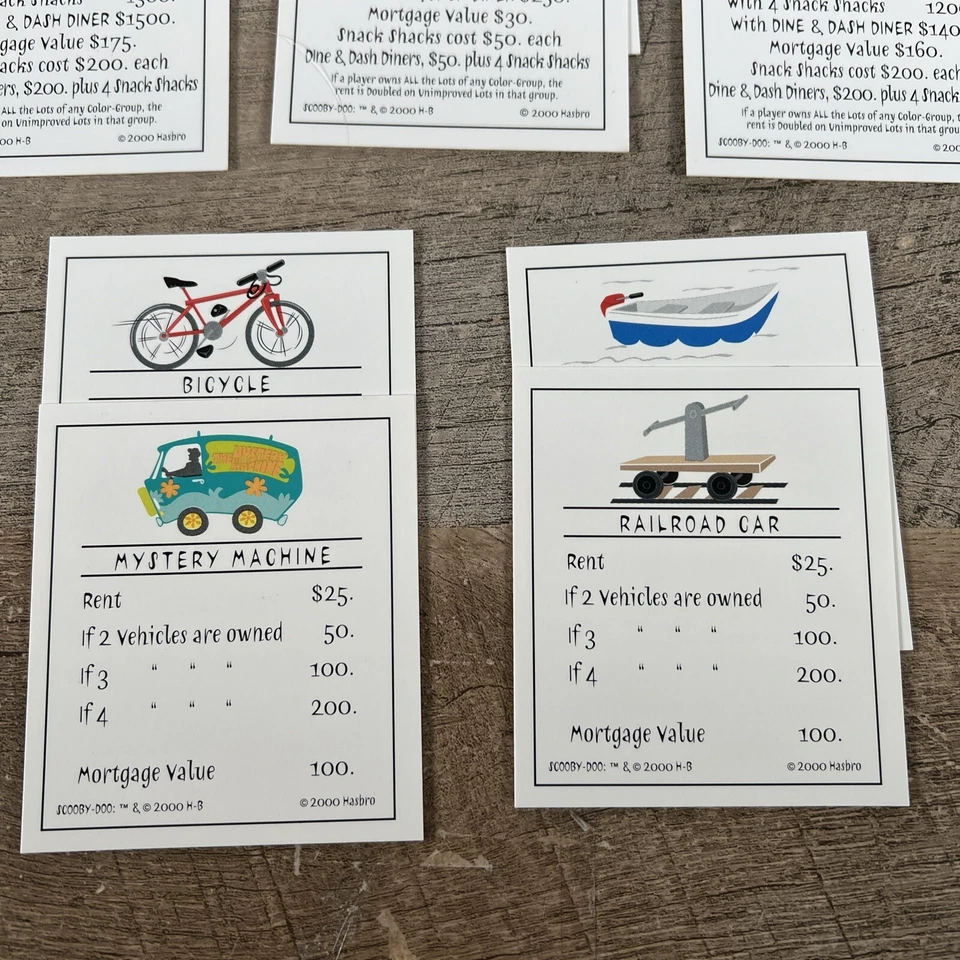 Scooby-Doo MONOPOLY Fright Fest Replacement Property Cards Complete Set Of 28 - Image 4 of 4