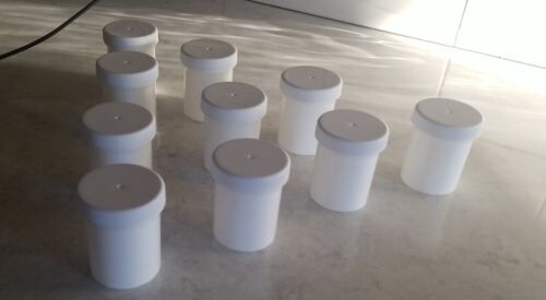 10 Lot White Ointment Jars Cosmetic Containers Makeup Balm Salve Sample Lids 2oz - Picture 1 of 7