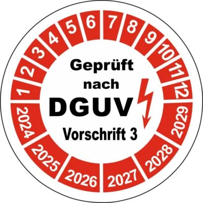 DIE-STICKERBAR DGUV V3 Vorschrift 3 rot 20mm Prüfplaketten Wartungsetiketten Aufkleber