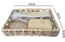 x Kit Doccia Spazzola Spugna Bagno In Cestino Vimini Cura Corpo Benessere dfh