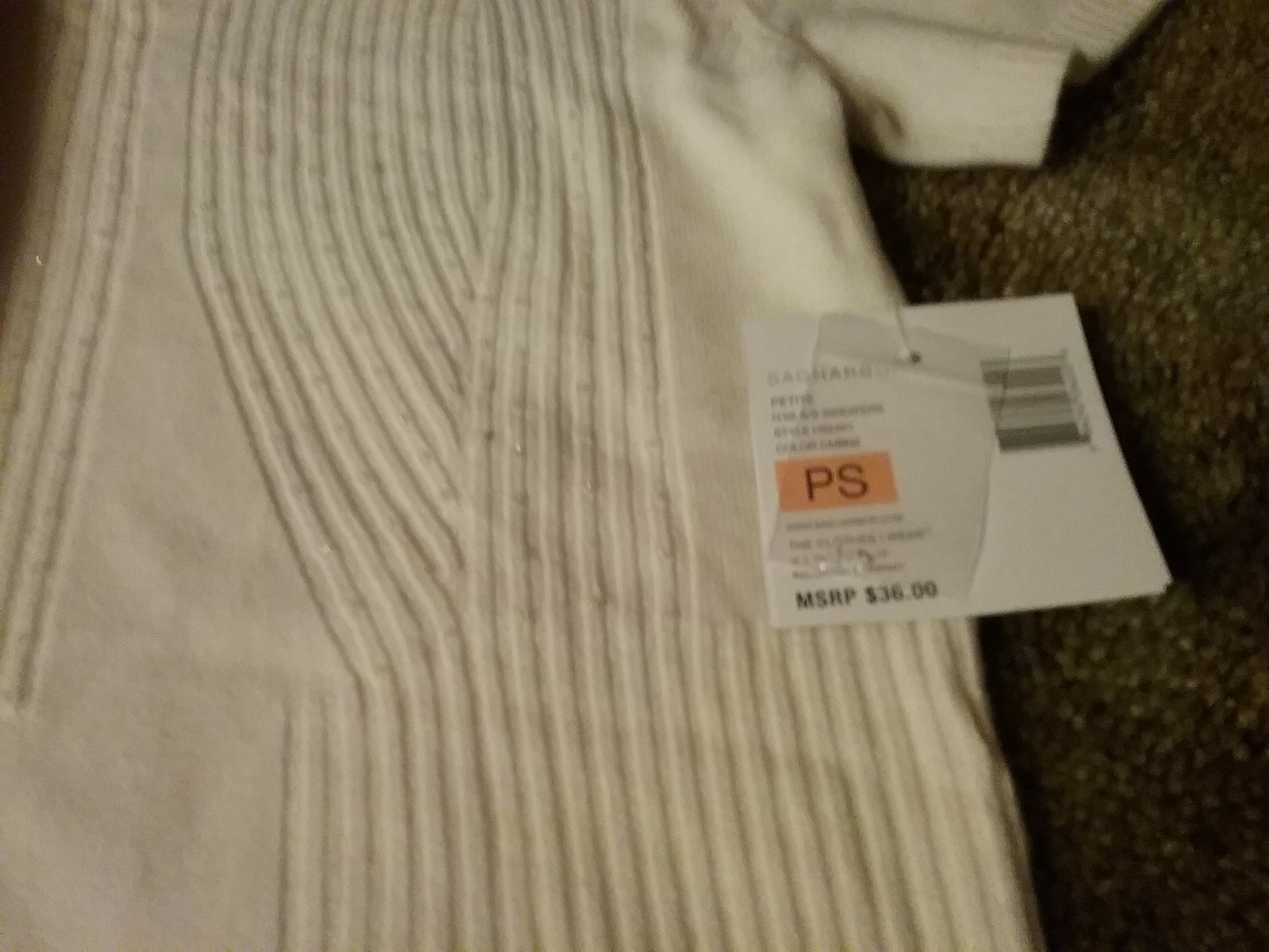 Sag Harbor Ivory Short Sleeve Sweater with Clear Rhinestones Size S