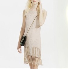 Urban Outfitters Staring At Stars Nude Fringe Embroidered Dress