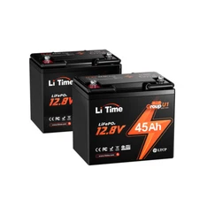 LiTime 2Pack 12V 45Ah LiFePO4 Battery Deep Cycle For Marine Camping Wheelchair