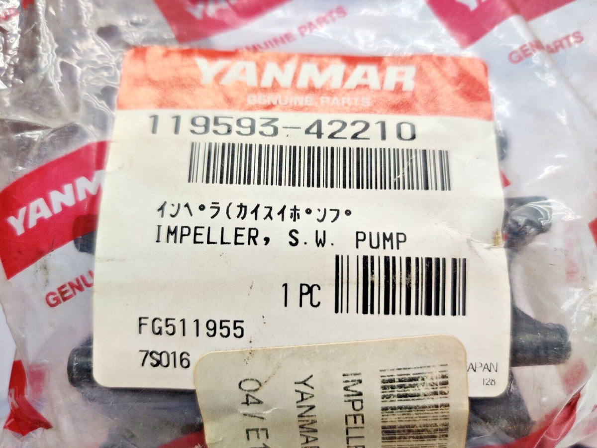 YANMAR ツナギ Yanmar 119593-42210 Impeller For S.W. Pump FG511955 | eBay