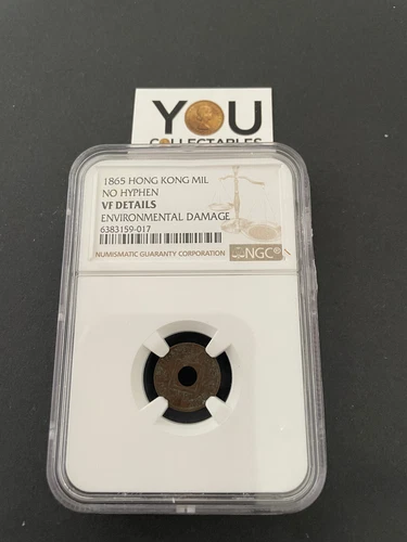 1 Mil 1865, British Hong Kong (China), KM-2(without Hyphen) NGC GRADED - RARE
