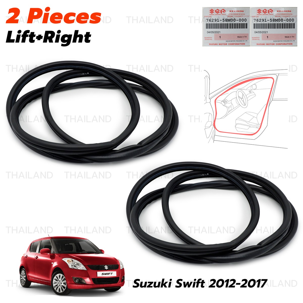 For Suzuki Swift 2012 '17 Front Set Opening Door Rubber For Suzuki Swift 2012 '17 Front Set Opening Door Rubber