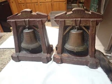Antique 1917 Armor Bronze  Bookends Very Heavy - Liberty Bell 7.5" x 6" x 3"