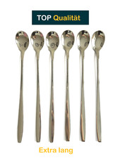 6 Lange L&ouml;ffel, Latte Macchiato, Eisl&ouml;ffel, Longdrink L&ouml;ffel Edelstahl 22cm lang