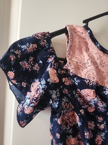 Lily Bleu Girls Romper Shorts Size 12 Flower Pattern Blue Pink - Picture 4 of 6