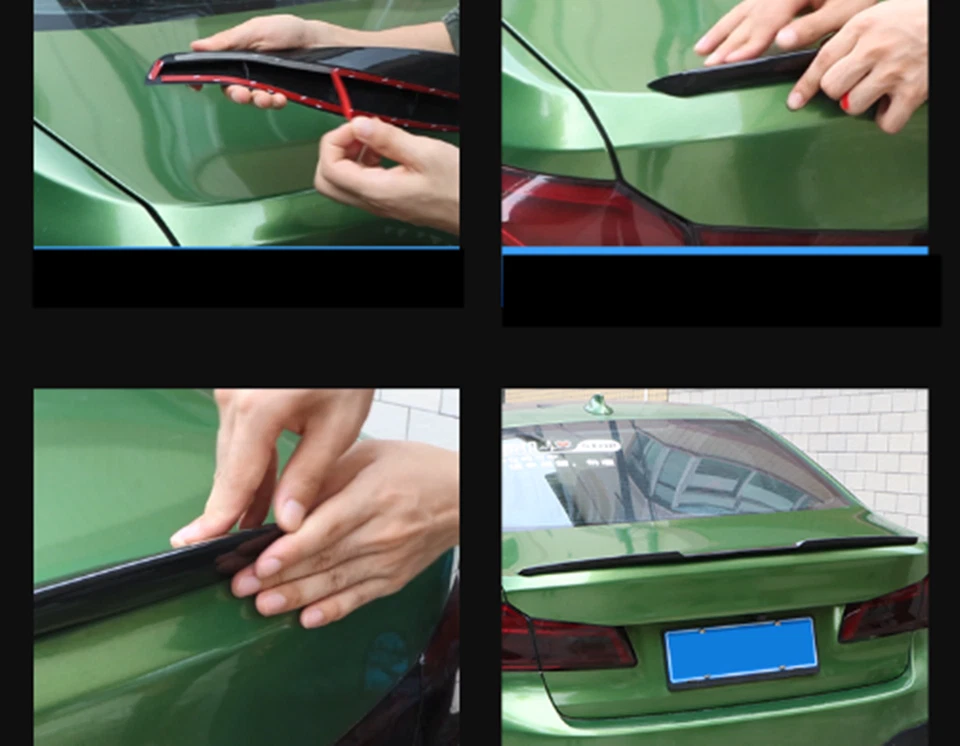 47” Car Rear Wing Lip Spoiler Tail Trunk Roof Trim Sticker Decor Accessories Foto 3 de 4