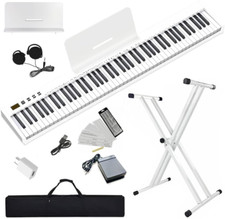 Compact 88-Key Semi-Weighted Digital Piano Set with Stand  Accessories - SWAN-S