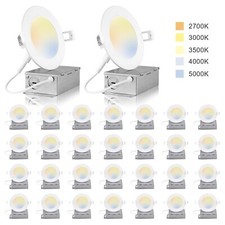 30 Pack 6 Inch 12W 5CCT LED Recessed Ceiling Light W/Junction Box Dimmable