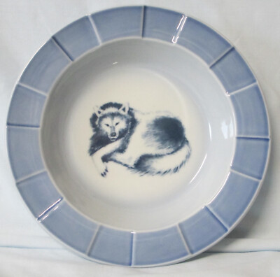 #ad #ad Bing amp; Grondahl Blue amp; White Husky Dog Heavy Panel Rim Bowl $11.24