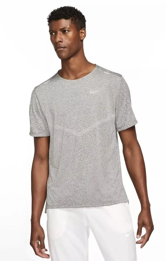 Nike Mens Dri-Fit Rise 365 Running Top in Grey/Silver, Size: XL , CZ9184-084