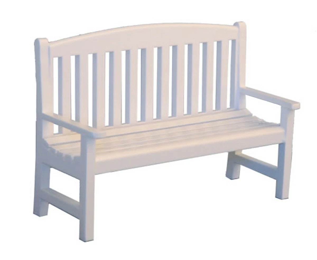 White Painted Wooden Bench Garden Furniture Tumdee 1 12 Scale Dolls House 597