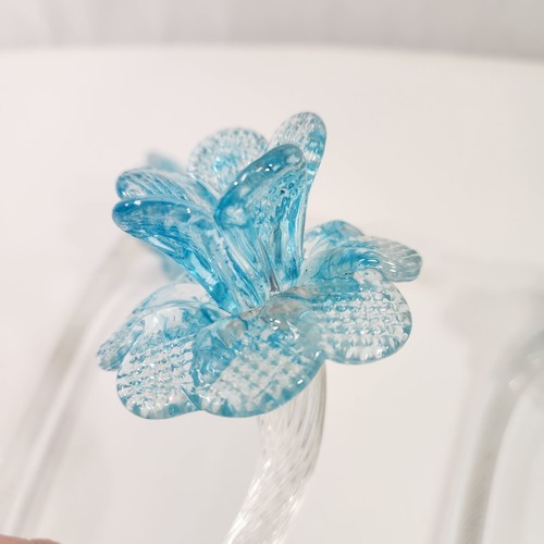 Murano Venetian Glass Flower Daffodil Chandelier Part Lot of 4 Blue Italian Vtg - Picture 7 of 13
