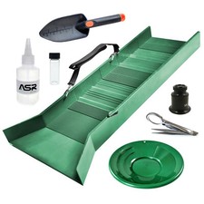 ASR Outdoor 7 Piece Sluice Box Gold Panning Kit  Snuffer Trowel Tweezer Loupe
