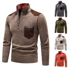 Men's autumn and winter new gradient color semi high neck sweater knitted sweate