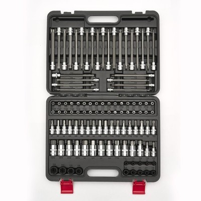 107-Piece Torx Allen Bit Socket Set 1/4'' 3/8'' 1/2'' Drive SAE Metric S2 Steel