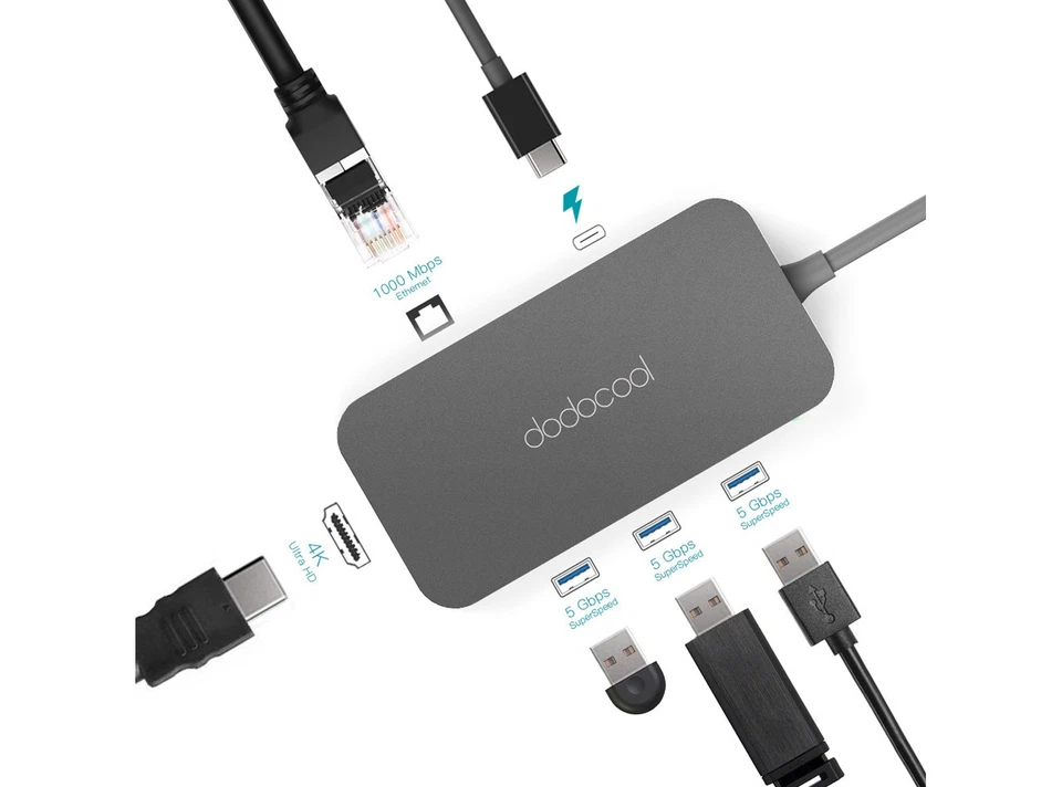 Mini Hub USB-C Multifunzione 6 in 1 con 3 USB 3.0 Ethernet RJ-45 ed HDMI 4K - Immagine 4 di 4