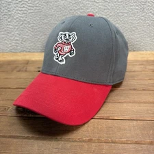 Wisconsin Badgers Hat Adult Gray Red Strap Back Cap College University NCAA