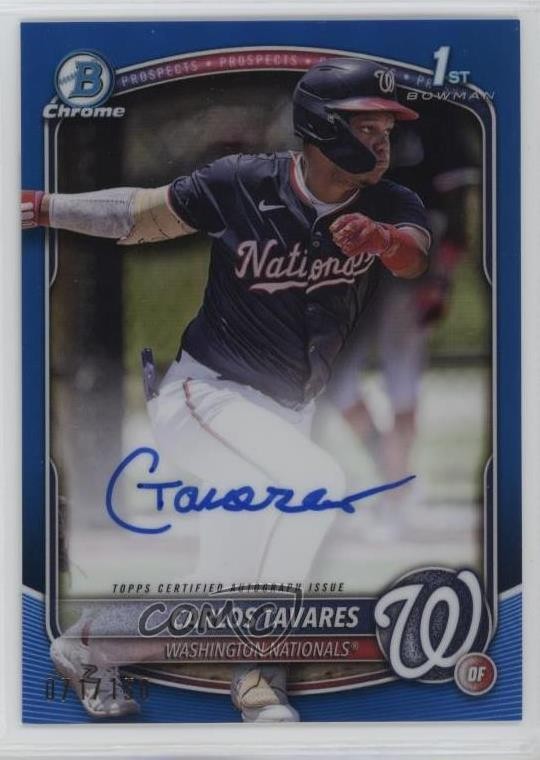 2025 Bowman Chrome Prospect Blue Refractor 71/150 Carlos Tavares #CPA-CT Auto