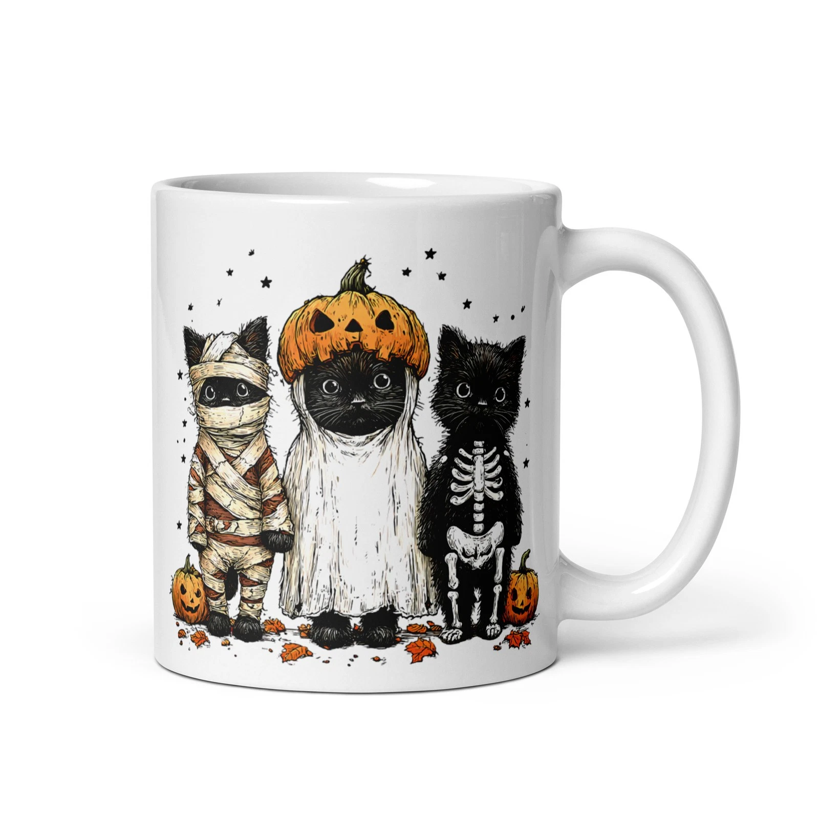Halloween Pumpkins & Cats White Mug