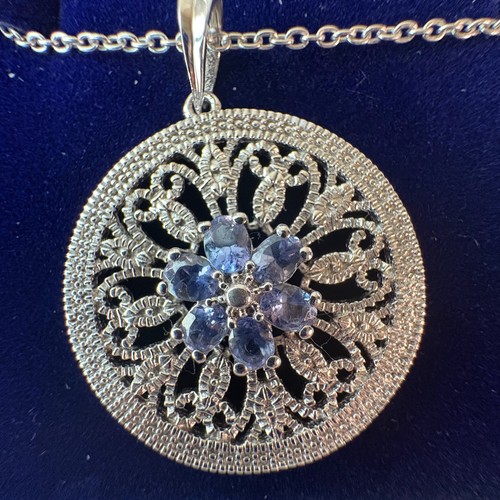 Floral Tanzanite Cluster Necklace in Sterling Silver from Fred Meyer