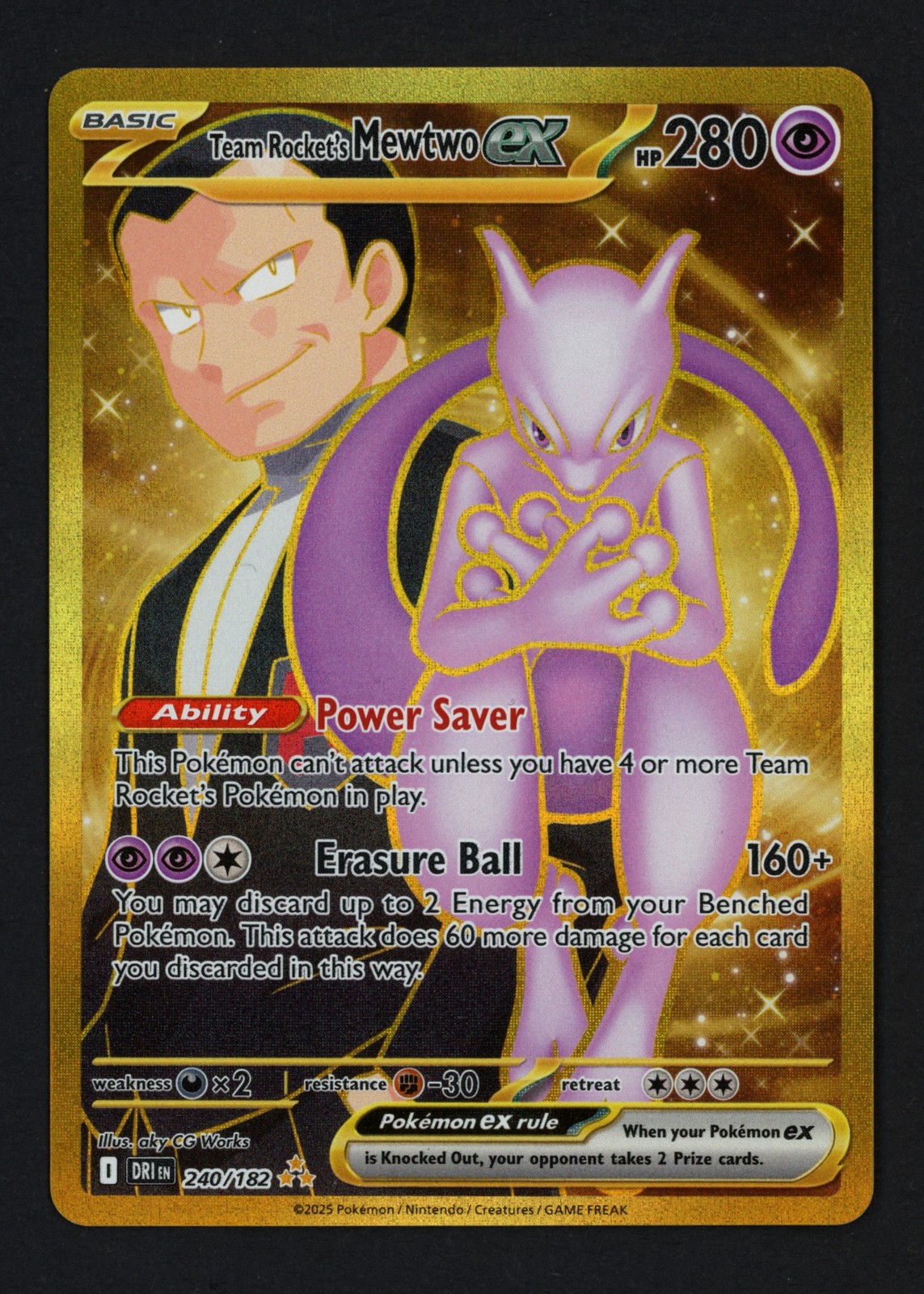 Team Rocket's Mewtwo ex 240/182 SV10: Destined Rivals Hyper Rare Pokemon TCG