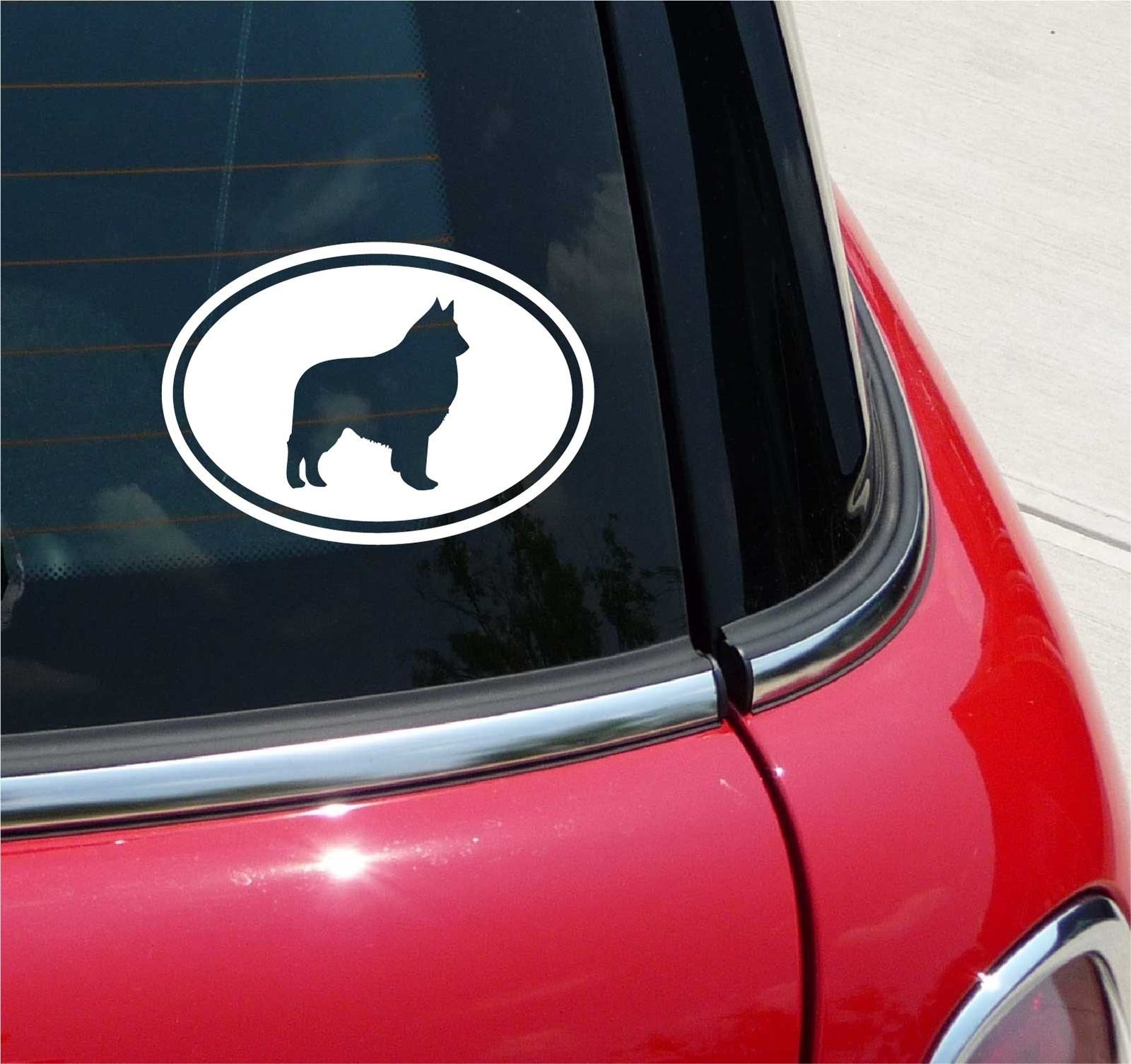 Euro Belgian Tervuren Sheepdog Car Decal Sticker Oval Single Color