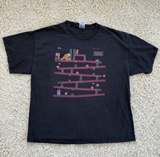 VTG Donkey Kong Mario T-Shirt Black L Nintendo Retro Gaming Print Delta Tag
