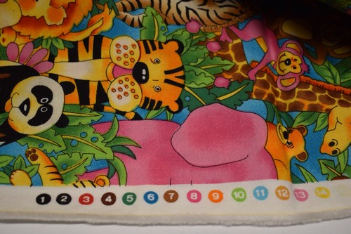 RAINBOW CRITTERS hoffman fabric ZOO JUNGLE 2-1/2 yards x 44" lion tiger giraffe - Picture 4 of 4