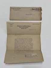 1934 Letter & Envelope From Congressman Millard Caldwell Of Fla. Gov of FL 1945