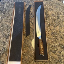 TUO Breaking Knife -12 Inch Breaking Butcher s Knives Curved Granton Edge Carver