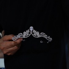 Fashion Princess Zircon Silver Tiaras Crowns for Brides Weddining Headpieces