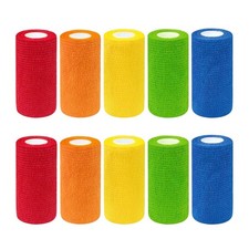 10 Pack Self Adhesive Cohesive Bandage, 10cm x 4.5m Vet Wrap | Breathable...